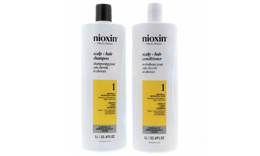 Image 2: Nioxin System 1 Scalp Therapy Conditioner & Cleanser Shampoo Liter Duo (33.8oz)