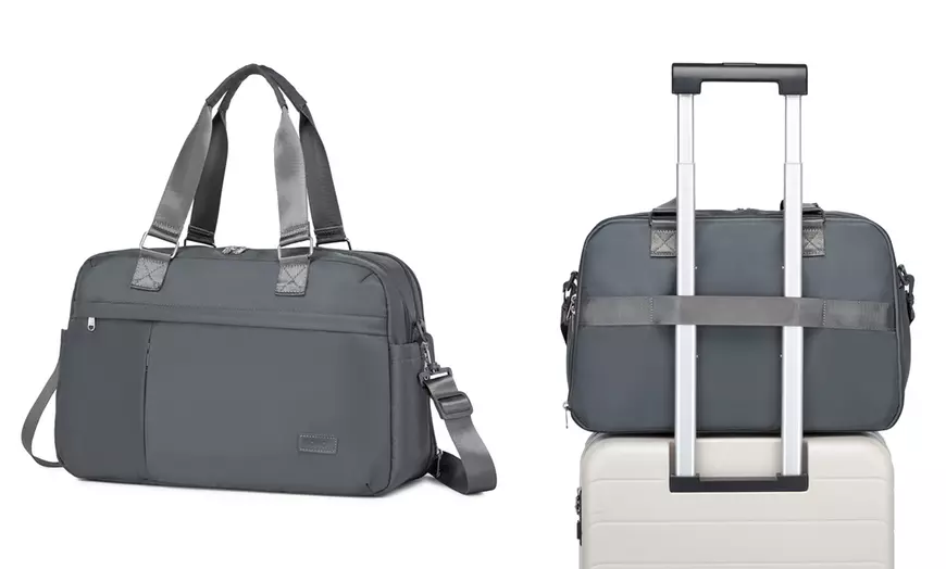 Image 3: 20L Expandable Travel Duffel Bag with Wet-Dry Compartment 