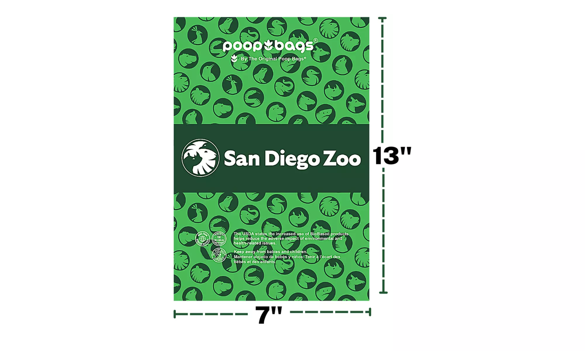 720 USDA Certified Biobased - San Diego Zoo Poop Bags - 48 Roll Bundle
