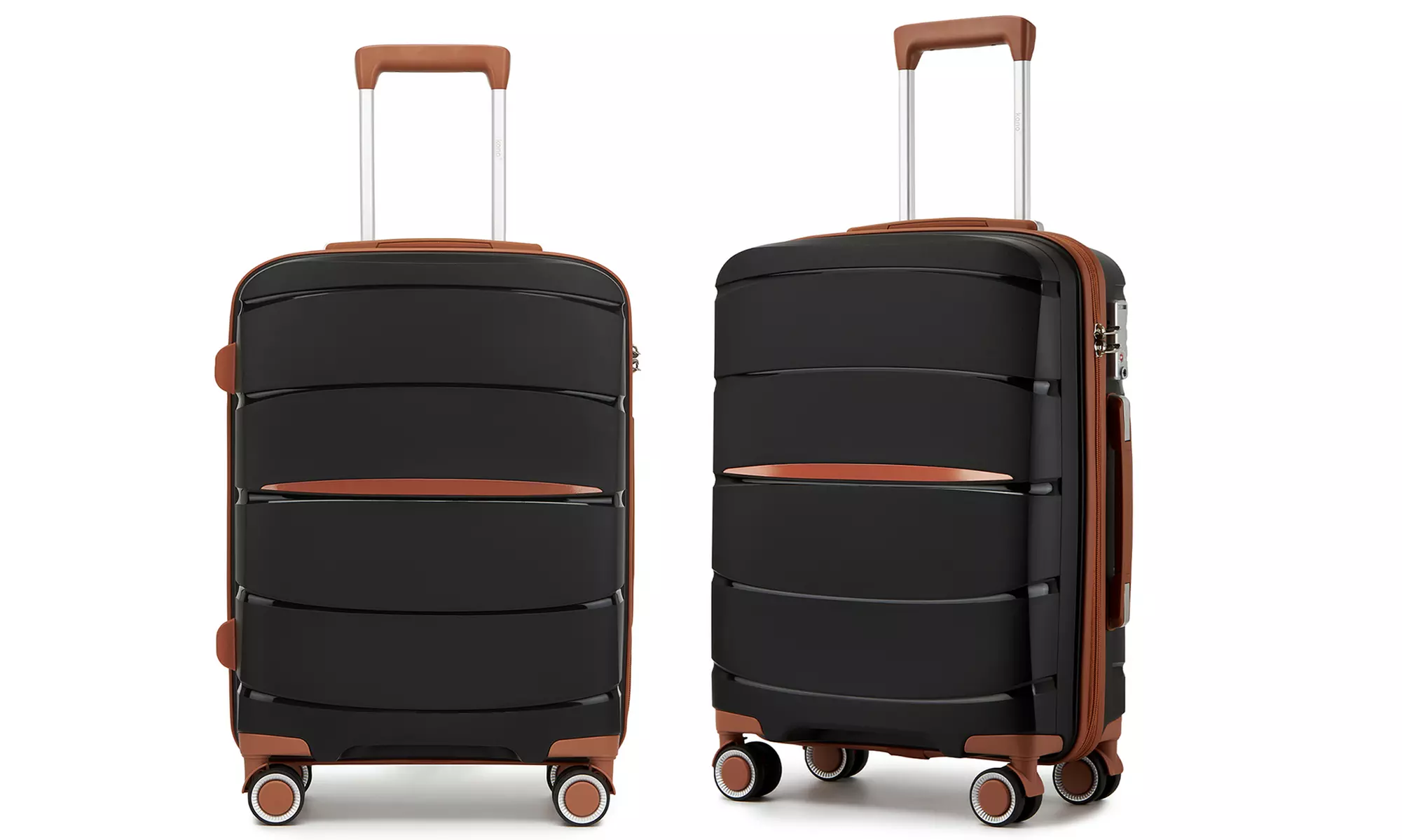 1 / 3x KONO kratzfester PP-Reisekoffer mit leisen Rollen & TSA-Schloss