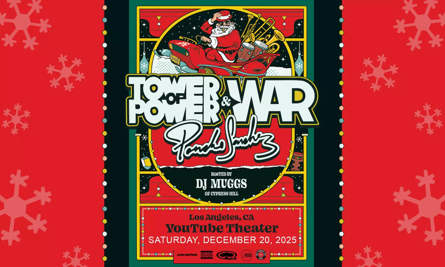 WAR + Tower of Power with Poncho Sanchez and DJ Muggs of Cypress Hill on December 20 at 8 p.m.