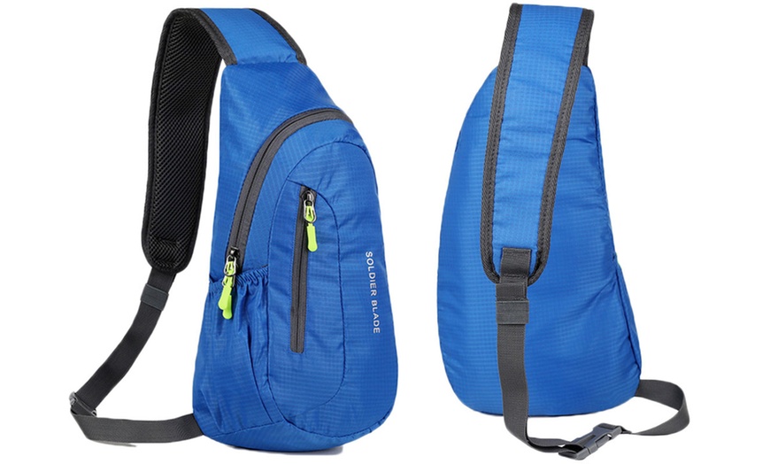 Image 9: Crossbody Zippered Sling Backpack 