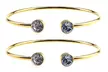Paris Jewelry 24k Yellow Gold Plated Round Alexandrite Stackable Bangle Bracelet - Second Medium