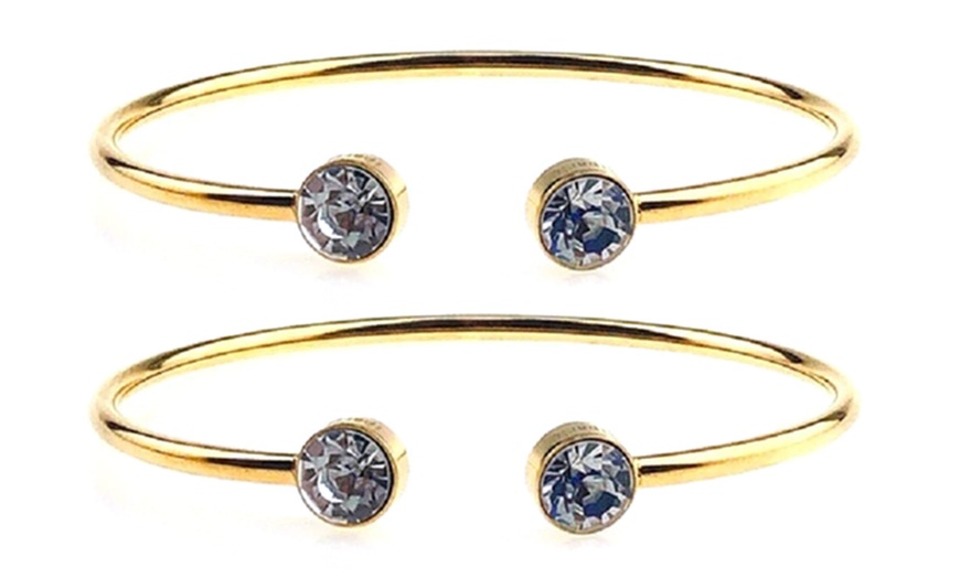 Image 3: Paris Jewelry 24k Yellow Gold Plated Round Alexandrite Stackable Bangle Bracelet