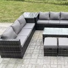 Image 1: 10-Seater Rattan-Effect U-Shaped Garden Lounge Sofa Set