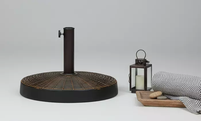 Round 55lb Wicker Style Resin Patio Umbrella Base Stand