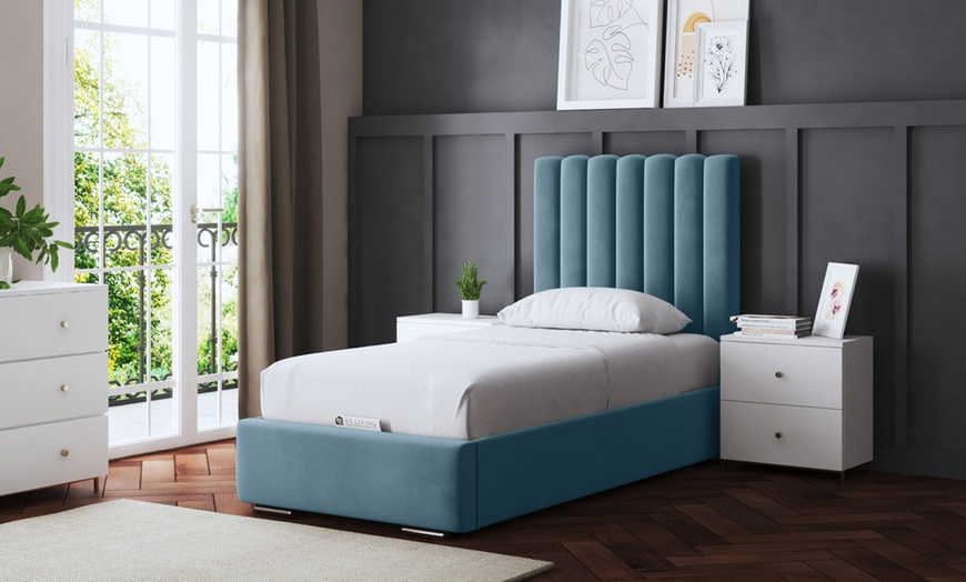 Image 20: Evangeline Panel Bed with Optional Ottoman Gas Lift Storage