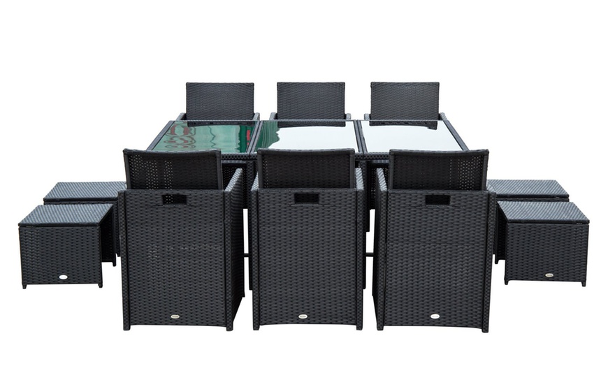 Image 8: 10-Seater Outsunny Rattan Garden Furniture Set with Cushions and Table