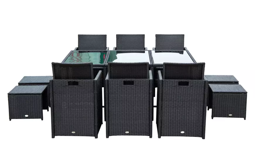 Image 8: 10-Seater Outsunny Rattan Garden Furniture Set with Cushions and Table