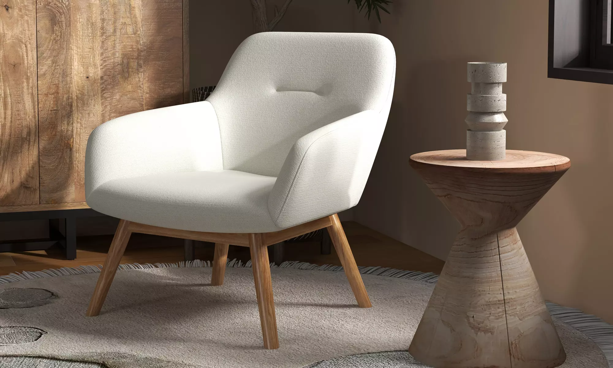 Poltrona scandinava con gambe in legno massello Doosense