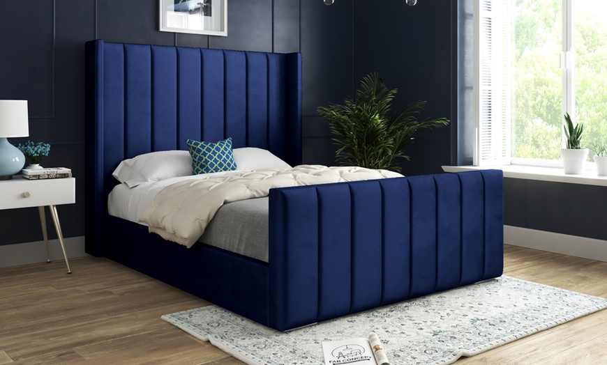Image 7: Oxford Upholstered Soft Touch Plush Velvet Bed Frame