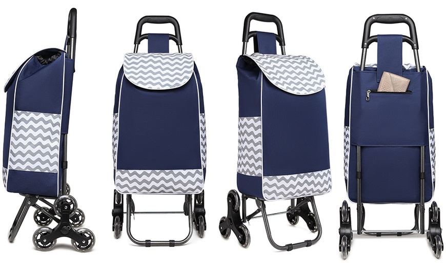 Image 2: Kono Six-Wheel Push Shopping Trolley