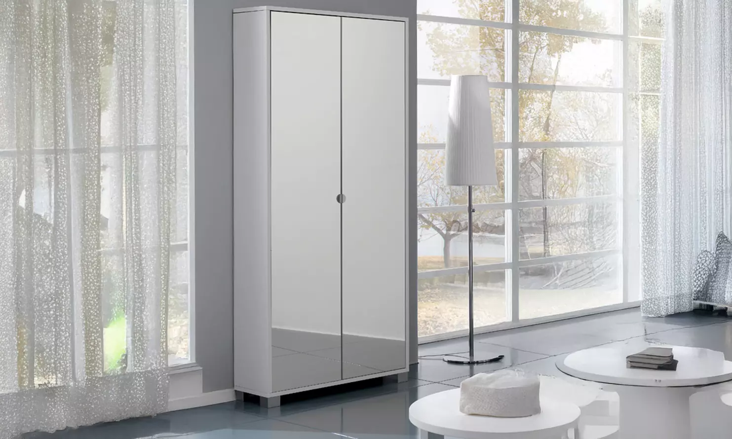 Kleiderschrank mit Spiegel in der Farbe nach Wahl - Primary Image