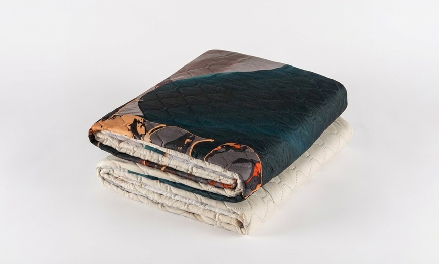 Image 2: Couvre-lit léger italien avec impression 3D pour lit double