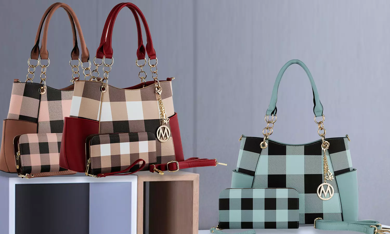 MKF Collection Lyrica Plaid Satchel Purse with Matching Wallet by Mia K. - Primary Image