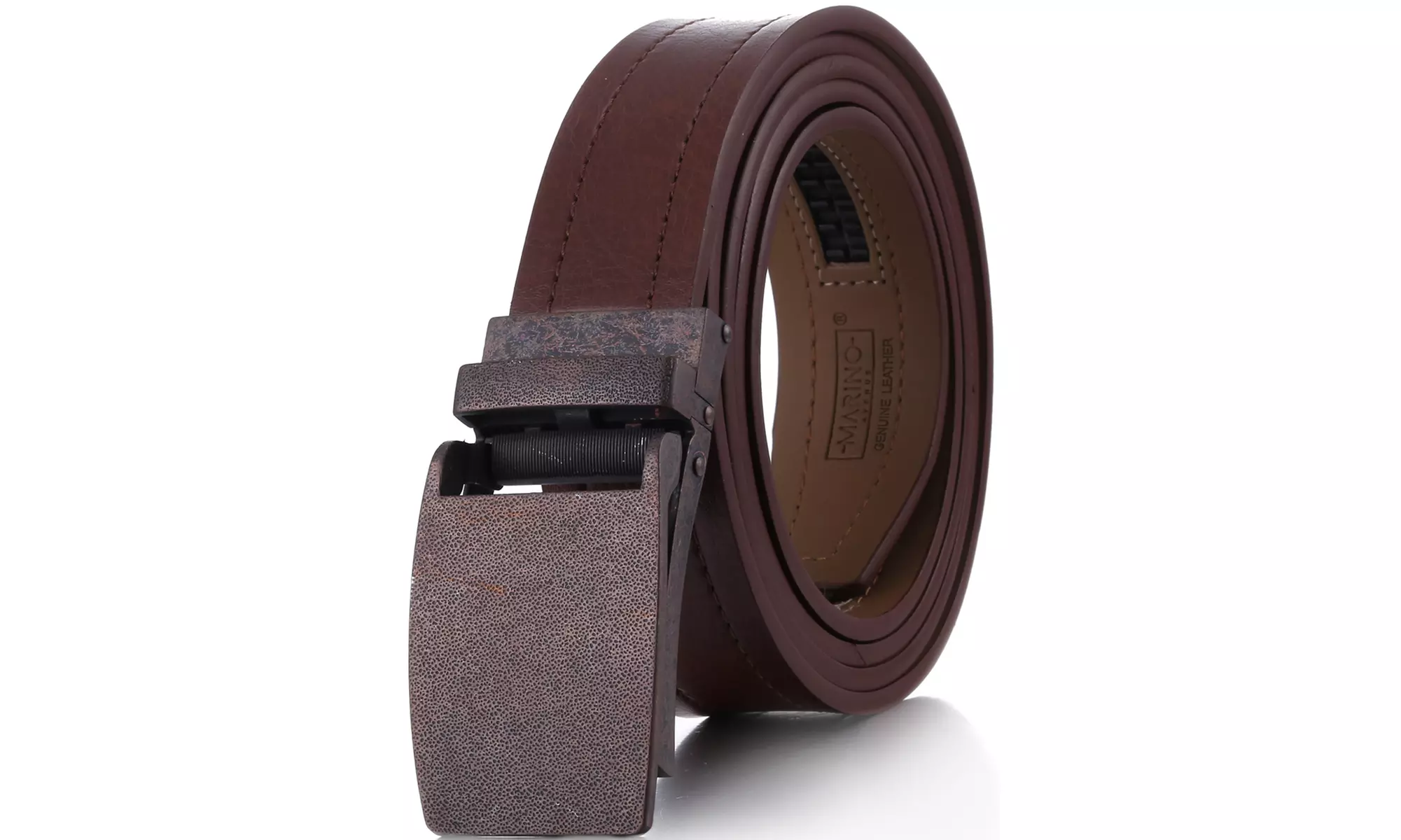 Mio Marino Men's Casual Stitched Leather Ratchet Belt w/ LINXX Buckle Design - Primary Image