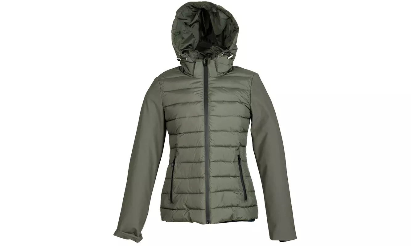 Giubbino imbottito effetto piuma con cappuccio