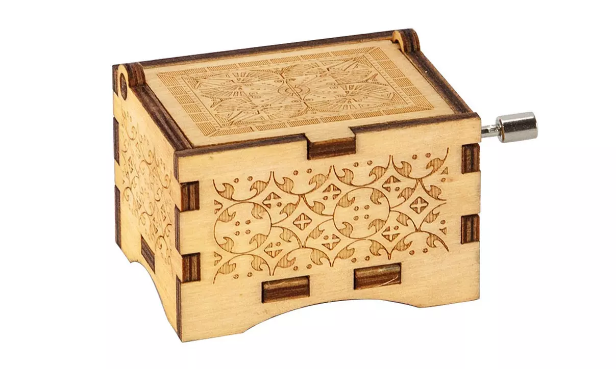 Wooden Music Box Hand Crank Engraved Vintage Toy Kids Gift-You Are My Sunshine