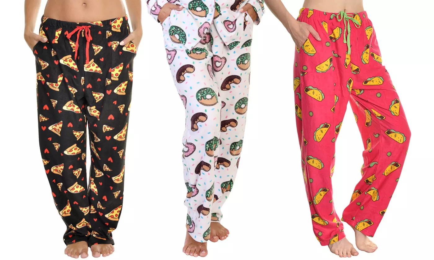 3-Pack Angelina Cozy Fleece Pajama Pants with 2 Front Pockets