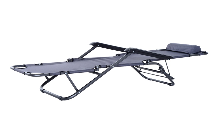 Image 15: Outsunny 2 in 1 Folding Sun Lounger Reclining Garden Chair