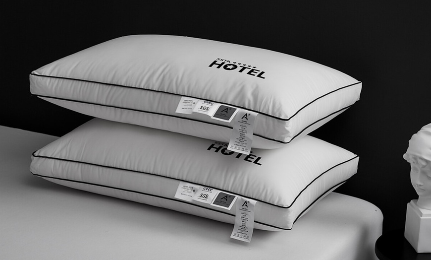 Image 33: 100% Cotton Five Star Hotel Pillow 2 Pack Set