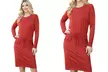 Riah Fashion Solid Long Sleeve Ribbon Elastic Waist Dress - Second Medium
