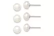 White Gold Plated 10-11mm White Freshwater Cultured Round Pearl Stud Earrings - Second Medium