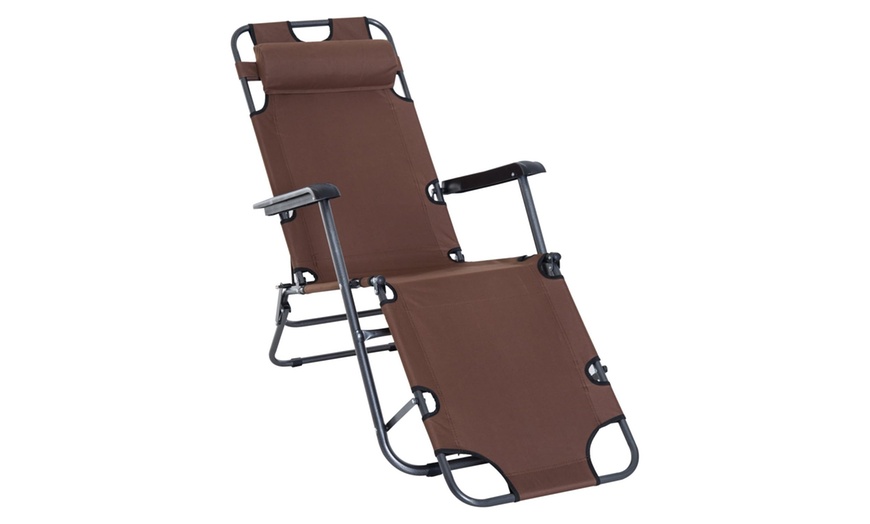 Image 5: Outsunny 2 in 1 Folding Sun Lounger Reclining Garden Chair