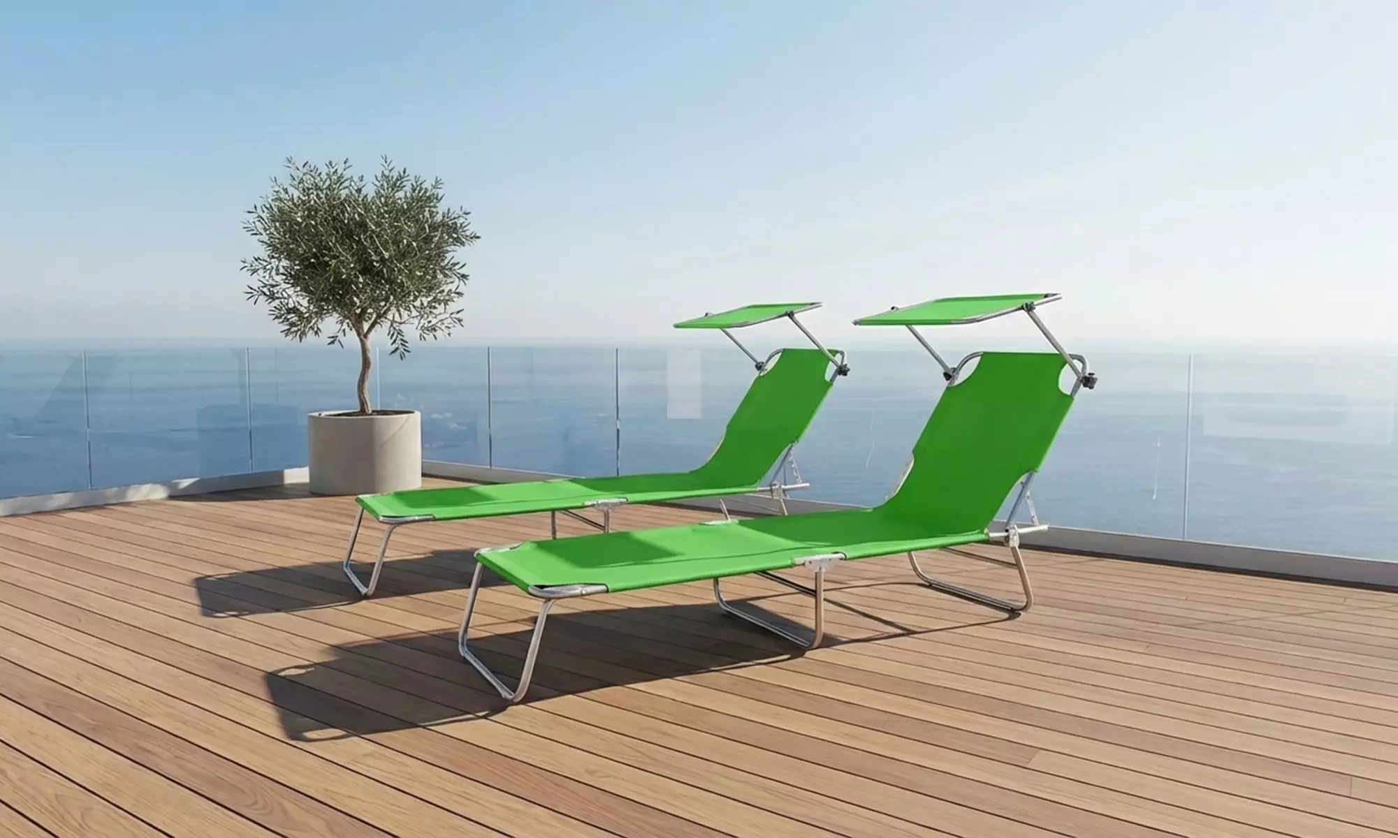 Lot de 2 chaises longues "Santa Fe" avec parasol