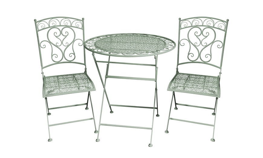 Image 3: Wrought Iron Garden Bistro Set, Choice of 2 Colours