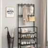 Image 3: Multi-Tier Metal Shoe Rack with Coat Hooks 