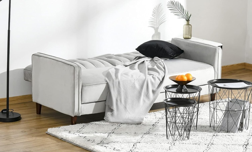 Image 3: HomCom Three Seater Sofa-Bed