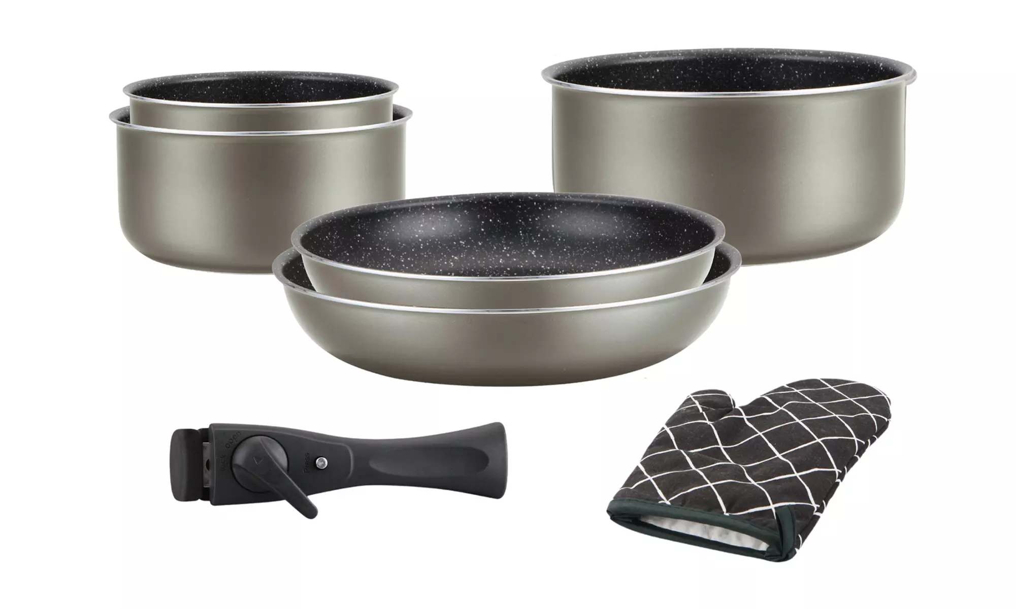 Batería de cocina con mango desmontable, de Herzberg