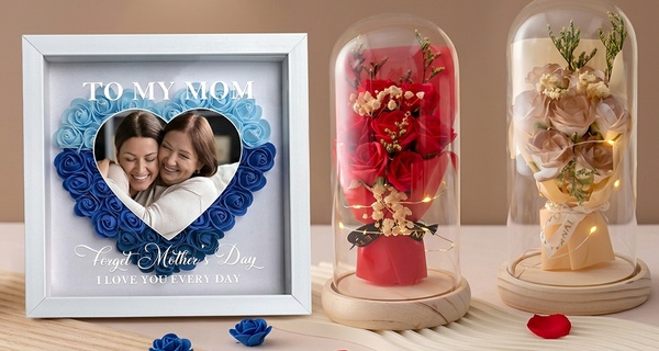 Personalized Family Birth Flower Gift | Custom Mom Flower Shadow Box