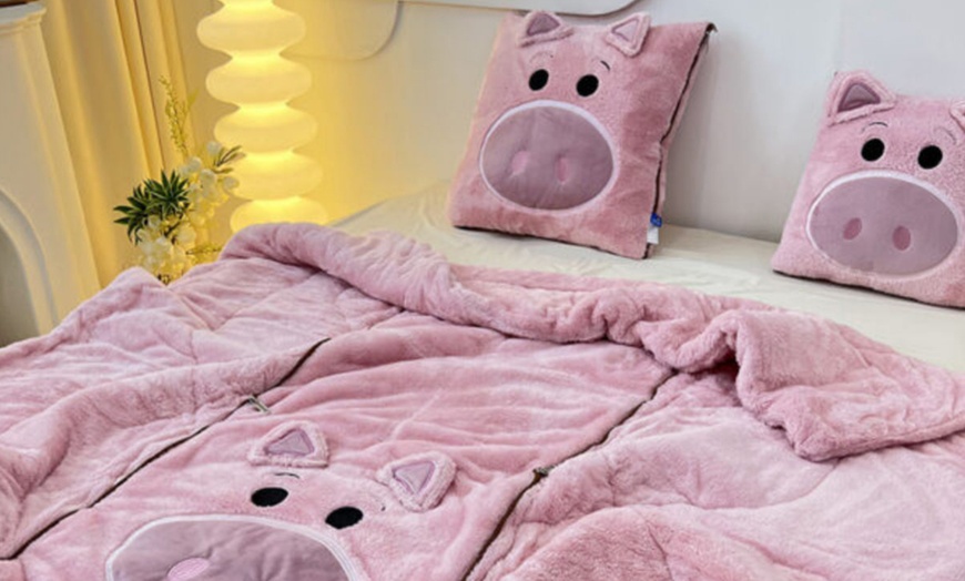 Image 10: Cartoon Pillow Quilt Dual Purpose Double Sided Napping 