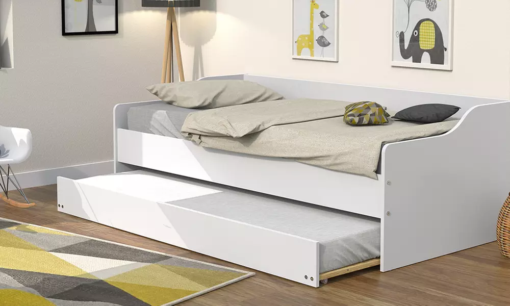 Lit gigogne "Sweet" 90 x 190 cm avec 2 sommiers et 1 tiroir, livraison offerte - Primary Image