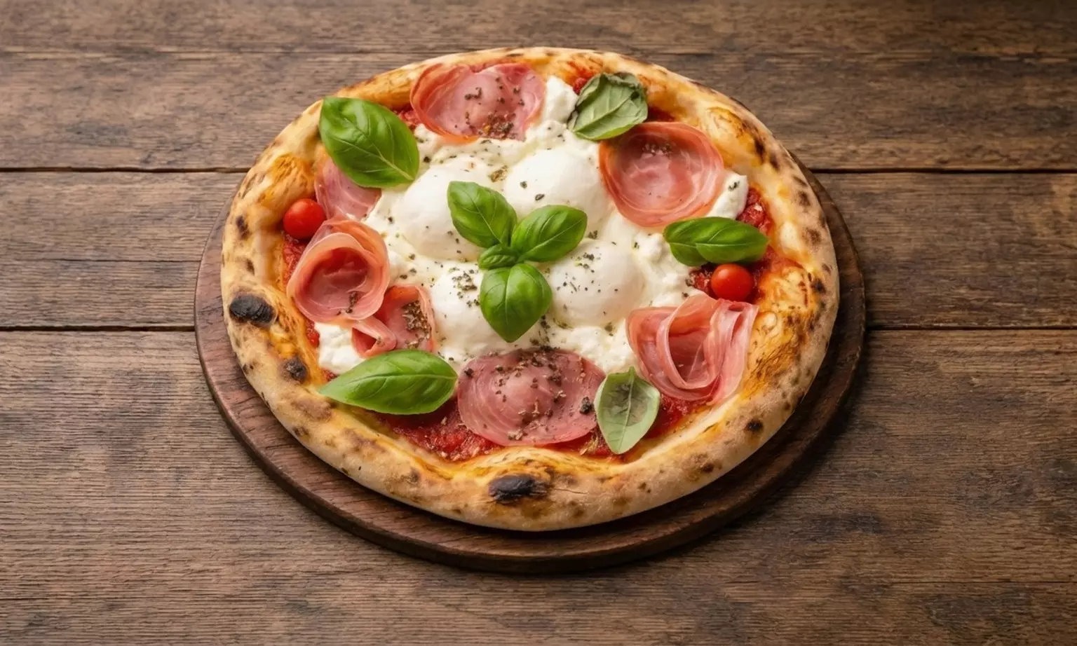 Pizza nach Wahl, optional mit Panna Cotta für 1 bis 4 Personen