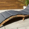 Image 3: Foldable Acacia Wood Sun Lounger with Grey Cushion - 1 or 2 Units