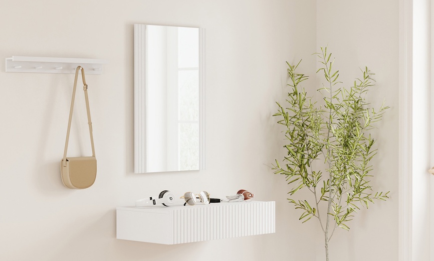 Image 8: Console d'entrée flottante Amira avec miroir et tiroir