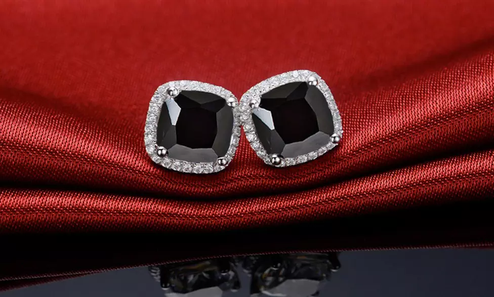 Sterling Silver Cubic Zirconia Cushion Cut Halo Studs