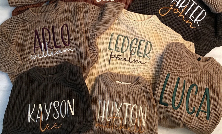 Image 4: One or Two Personalized Embroidery Baby Sweaters