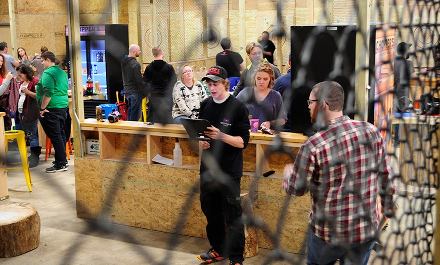 Image 2: 60, 90, or 120 Minute Axe-Throwing Session at Choppers Hatchet House