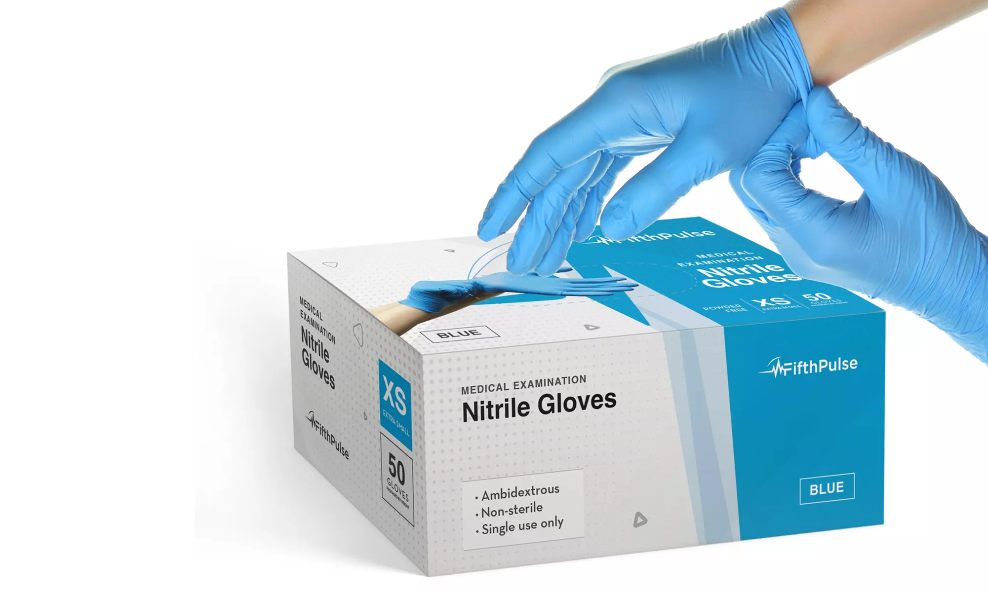 Fifth Pulse Nitrile Exam Latex Free and Powder Free Gloves - Box of 50
