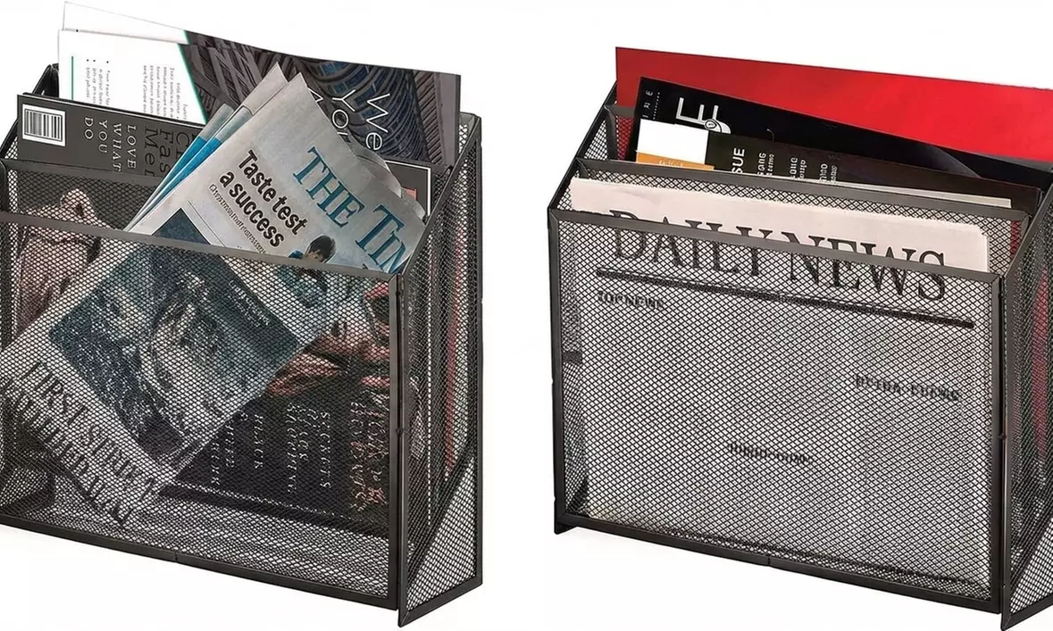 2 pack of 3-Slot Steel Mesh Desk File Organisers