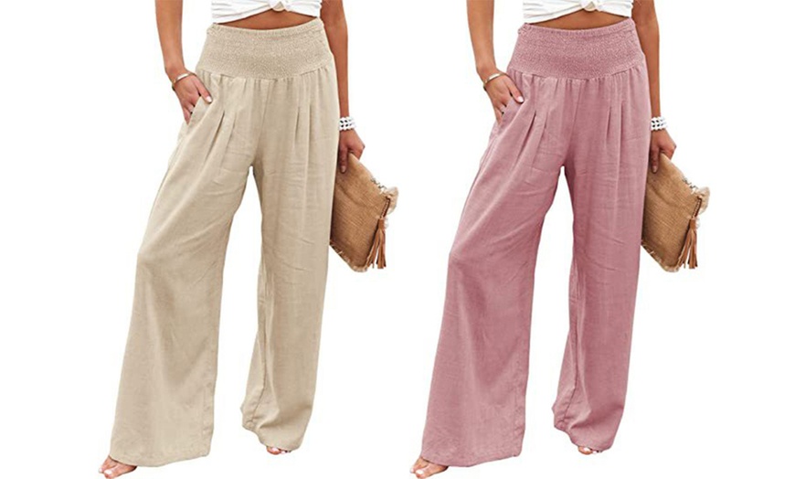 Image 10: 1x oder 2x Lockere Leinenhose für Damen