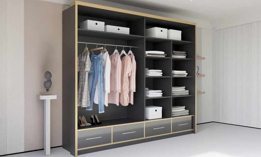 Image 2: Sweden Modern High Gloss Wardrobe with Drawers
