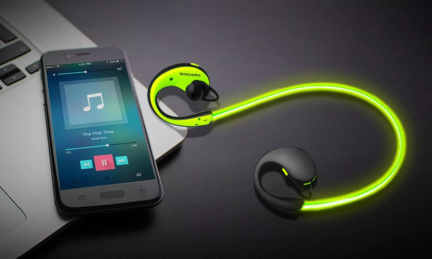 Kocaso V4.1 Wireless Sports Headset LED Illuminated Neckband Sport Earbuds