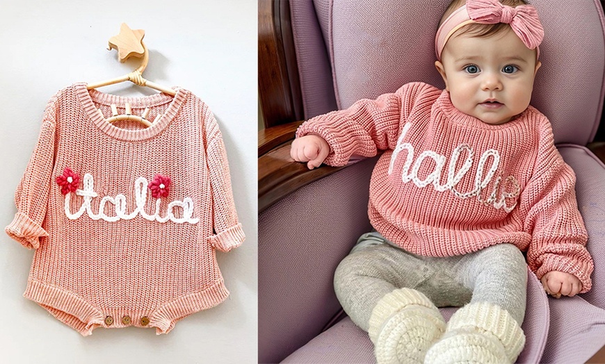 Image 9: One or Two Personalized Embroidery Baby Sweaters from Justyling