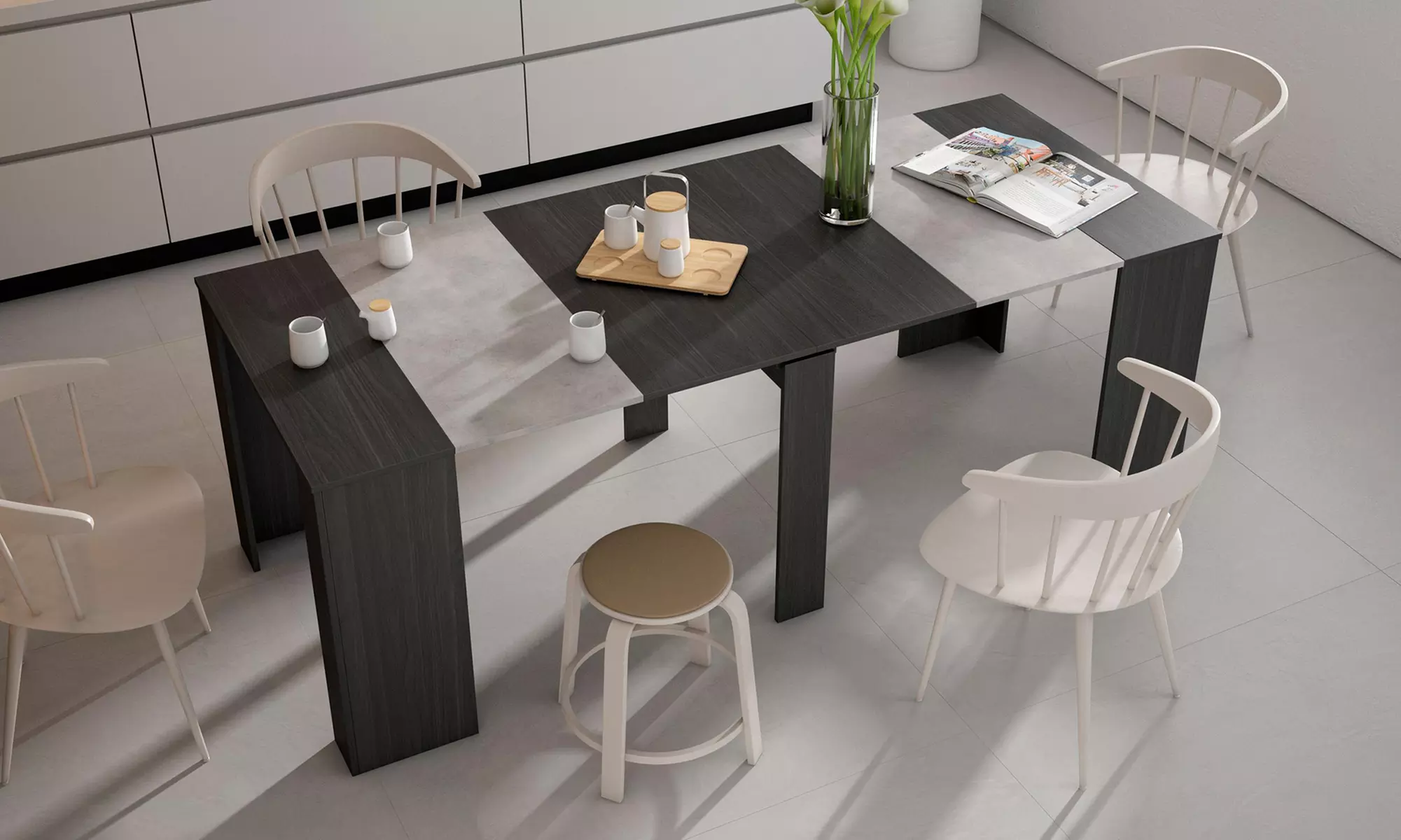 Uitschuifbare tafel voor maximaal 10 of 12 personen