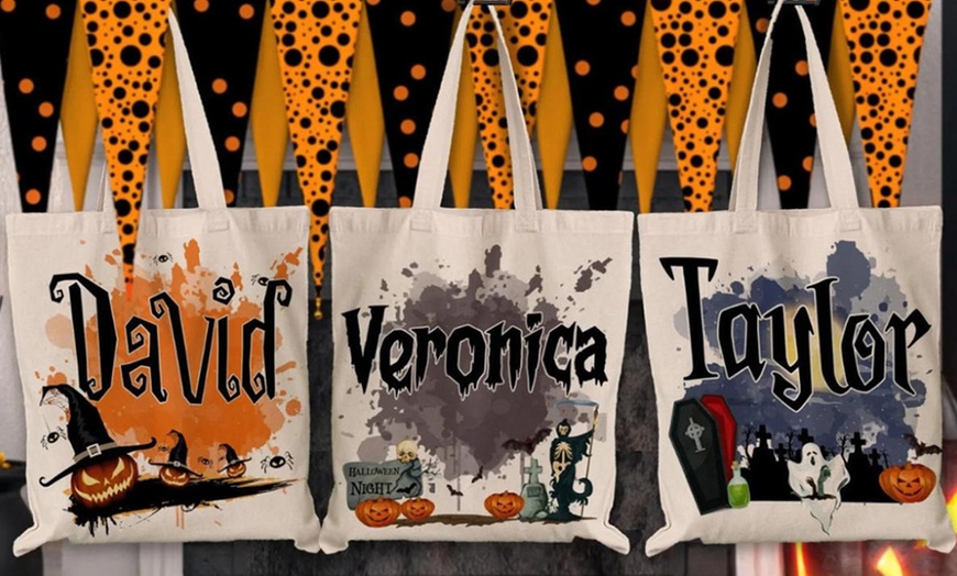 Image 5: Personalisierbarer Sammel-Korb oder Tasche im Halloween-Design